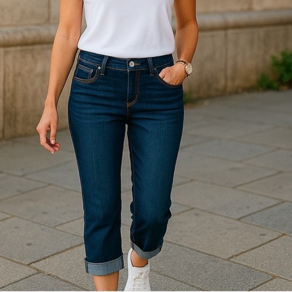 Style & Co. Denim - Style & Co Denim, Dark Wash Cuffed Capris